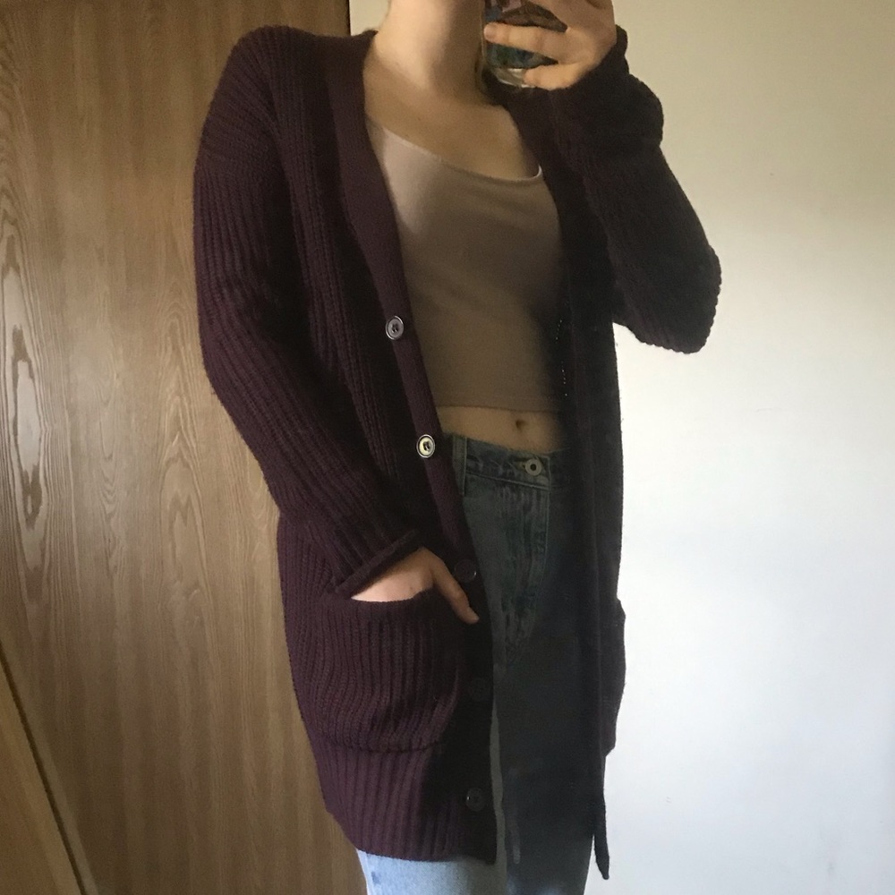 Charlotte Russe chunky knit purple cardigan